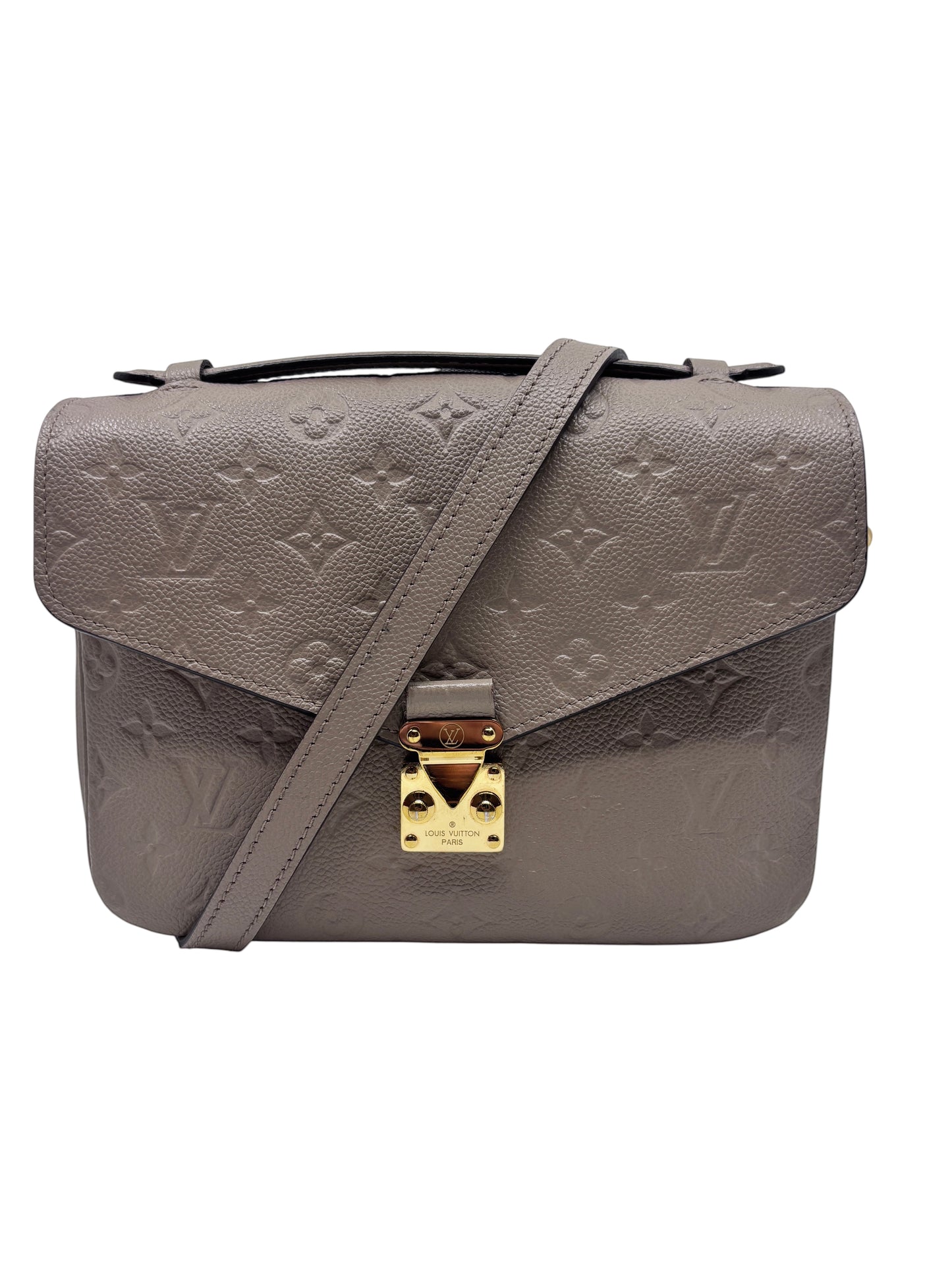 Posh Purse Co preloved Louis Vuitton Pochette Metis in turtledove beige embossed Monogram Empreinte leather
