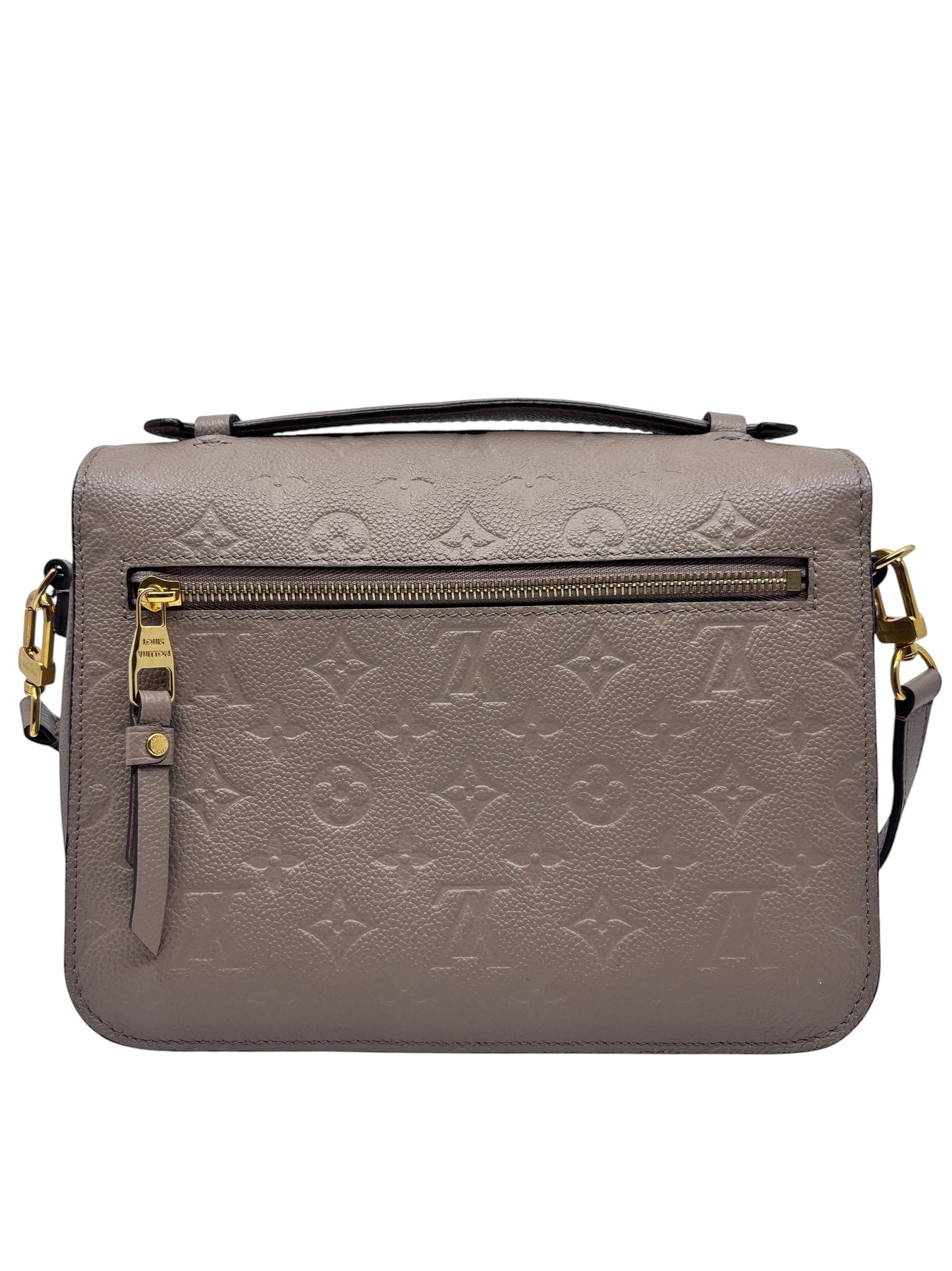 Posh Purse Co Louis Vuitton Pochette Metis in turtledove beige embossed Monogram Empreinte leather with gold hardware