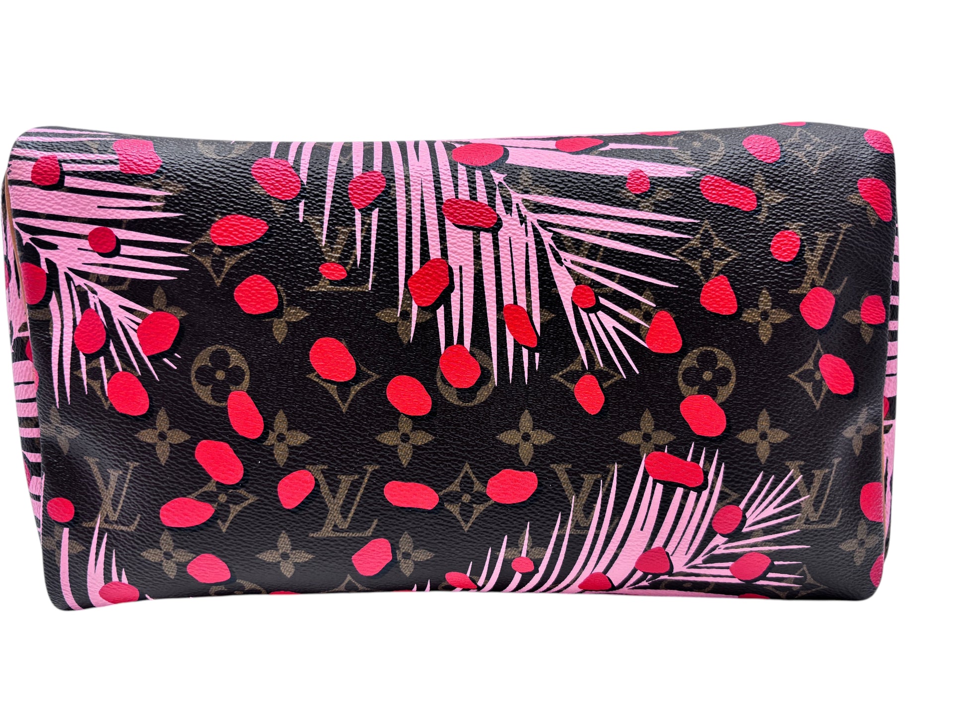 Posh Purse Co Louis Vuitton Speedy 30 Jungle Dots bag in monogram canvas with pink and poppy palm print