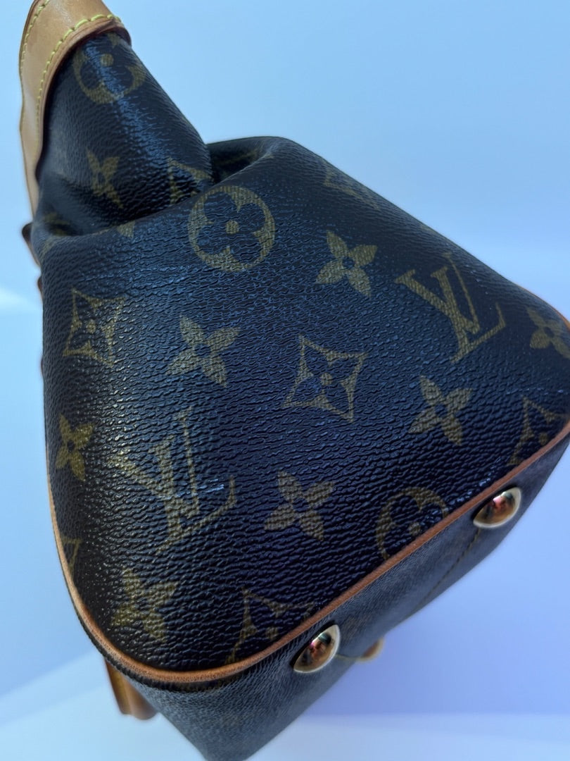 Posh Purse Co Louis Vuitton Monogram Tivoli handbag with gold hardware and tan leather trim.
