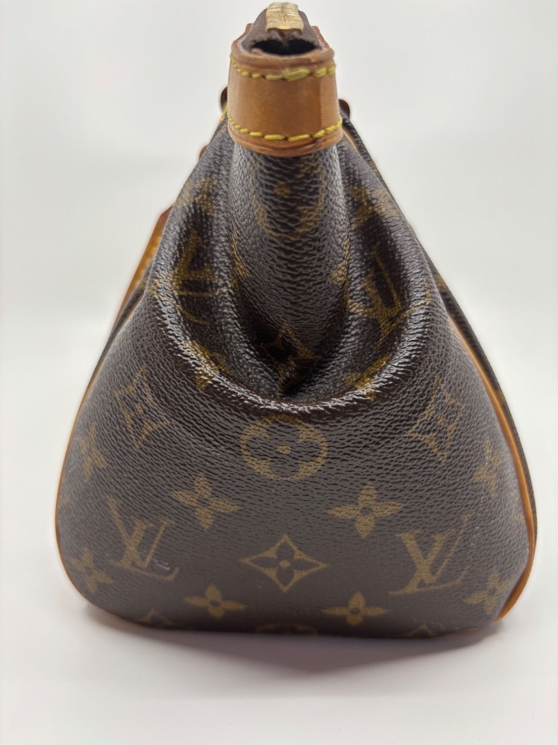 Posh Purse Co Louis Vuitton Monogram Tivoli handbag in brown canvas with tan leather trim and gold hardware.