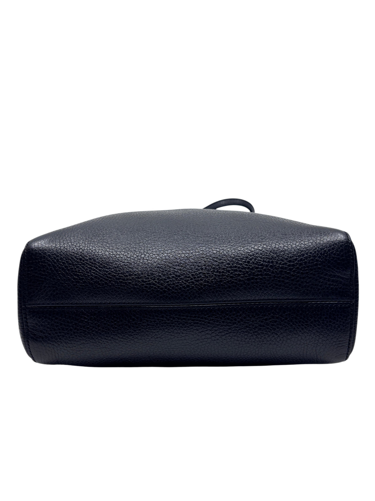 Posh Purse Co navy Gucci Swing tote bag base view showing textured leather and clean stitching