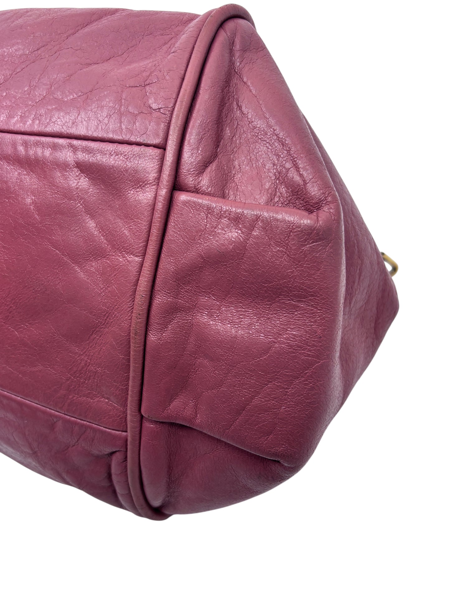 Posh Purse Co. preloved pink Chloé Ethel handbag featuring textured leather and signature stitching details.