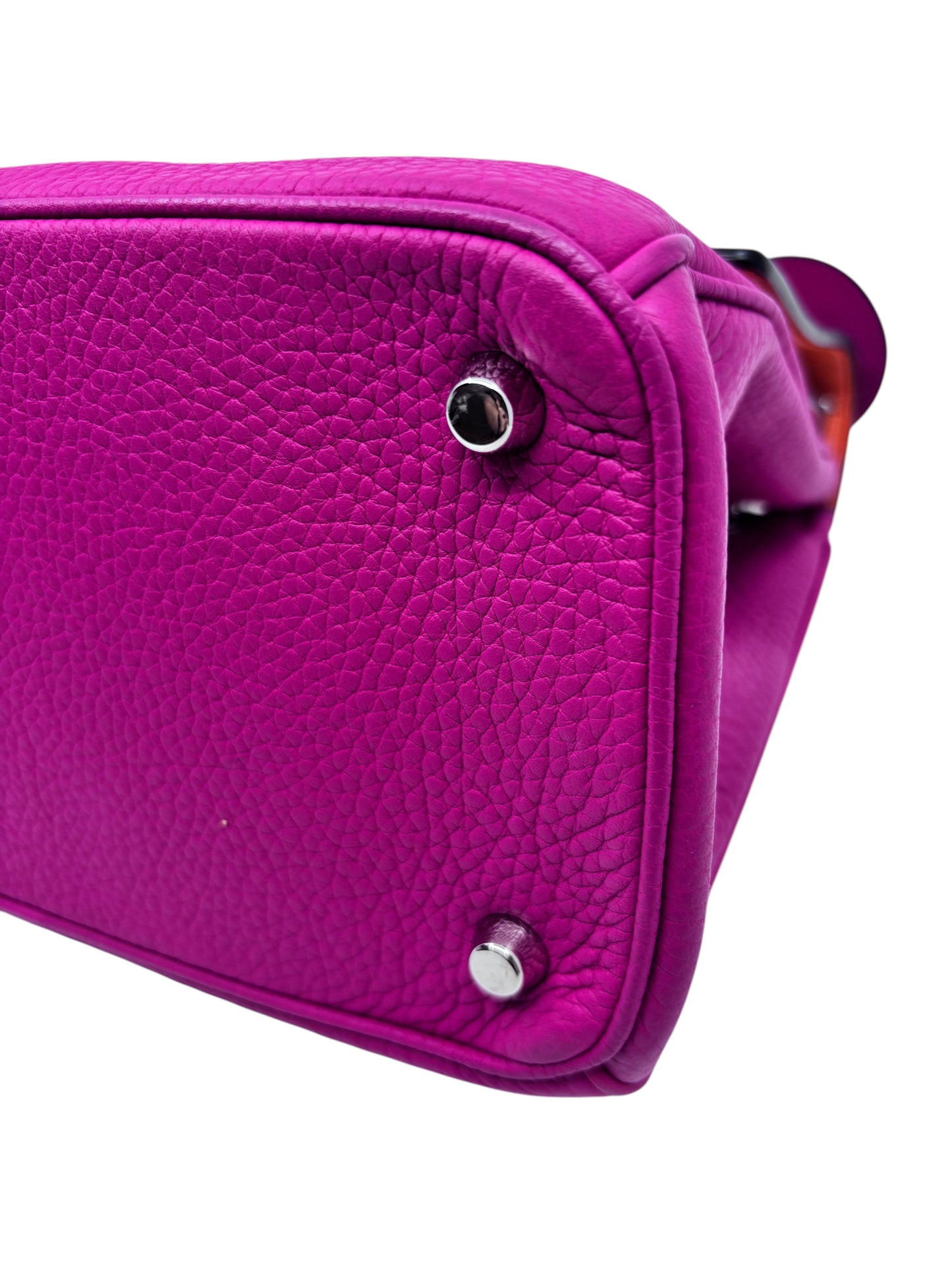Posh Purse Co. pink leather Dior Be Dior handbag base with protective silver metal feet