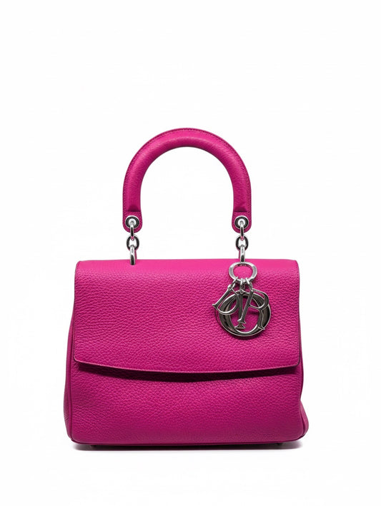 Posh Purse Co. hot pink leather Christian Dior Be Dior handbag with silver hardware and iconic hanging letter charms.