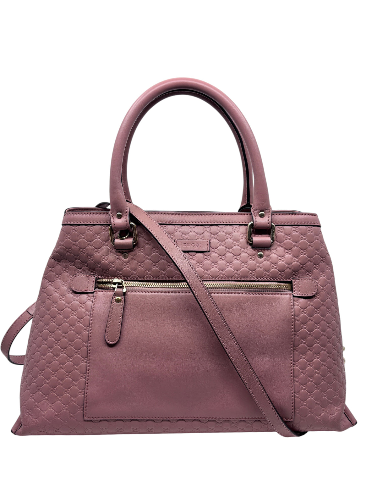 Posh Purse Co pink Gucci Micro Guccissima leather top handle bag with front zip pocket and structured silhouette