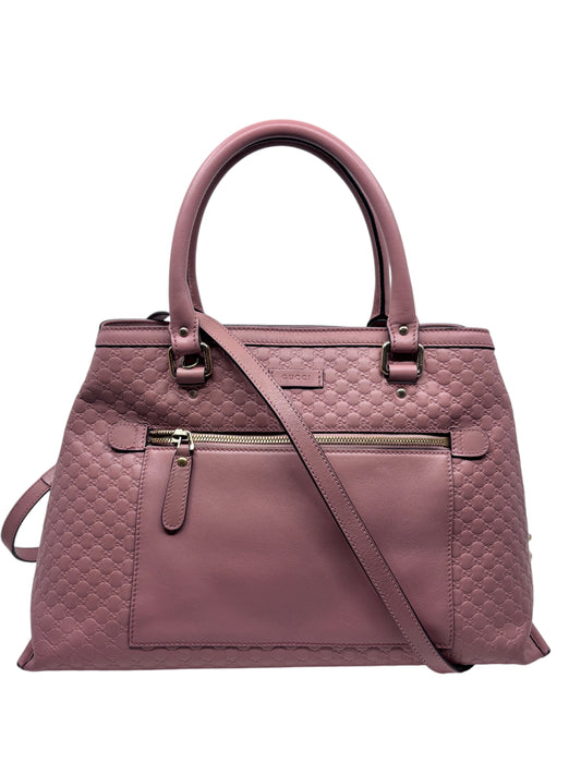 Posh Purse Co pink Gucci Micro Guccissima leather top handle bag with front zip pocket and structured silhouette