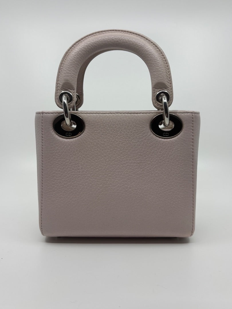 Posh Purse Co. preloved pink Mini Lady Dior handbag with structured leather and silver-tone hardware.