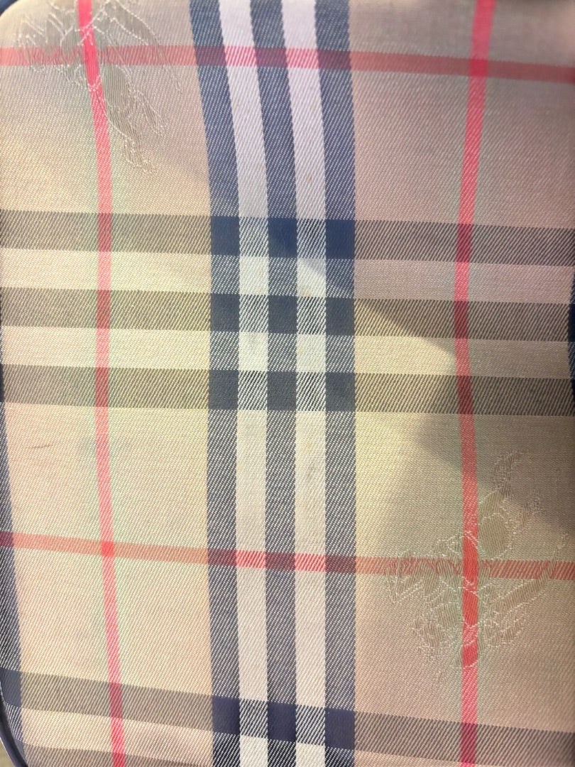 Posh Purse Co. Classic Plaid Weekend Duffle Bag in beige, black, red, and white. Durable material with leather accents.