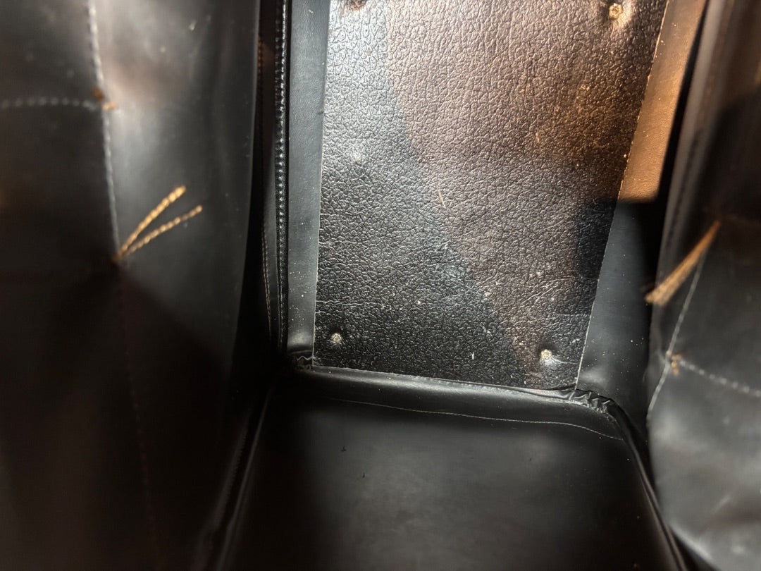 Posh Purse Co. Classic Plaid Weekend Duffle Bag interior, black faux leather with gold stitching detail.