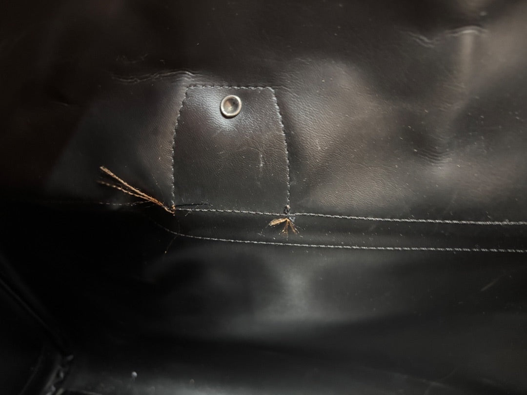 Posh Purse Co. Classic Plaid Weekend Duffle Bag interior detail with stitching and snap.