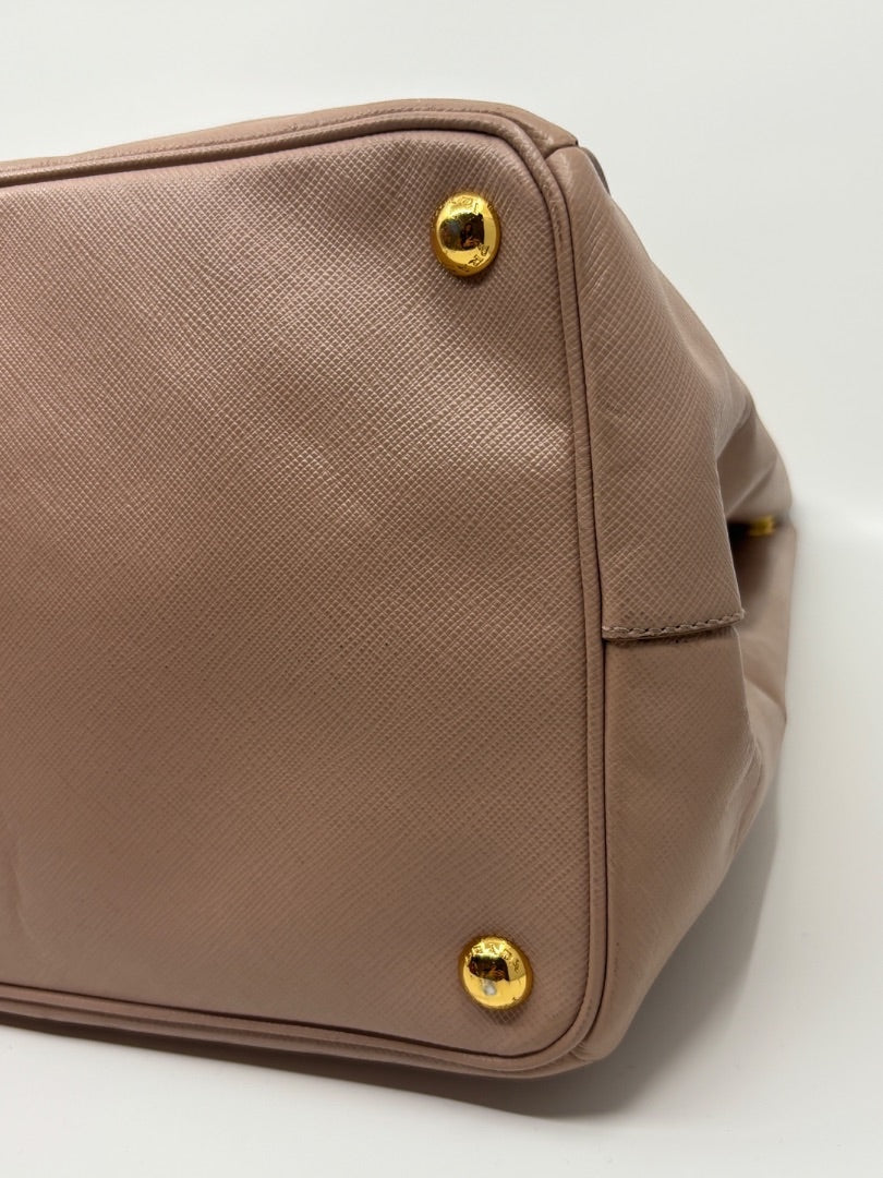 Posh Purse Co. Large Blush Prada Tote, Saffiano leather with gold hardware, perfect for everyday.