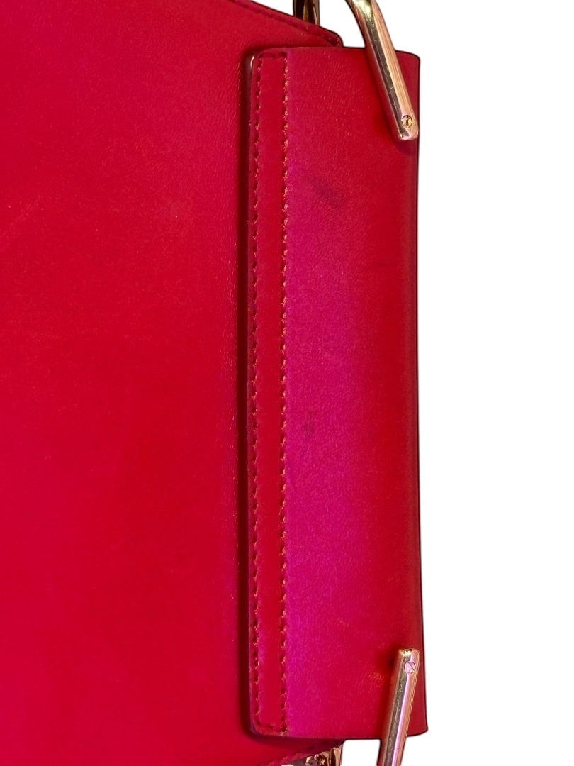 Posh Purse Co small red leather and suede Chloé Drew bag with gold hardware