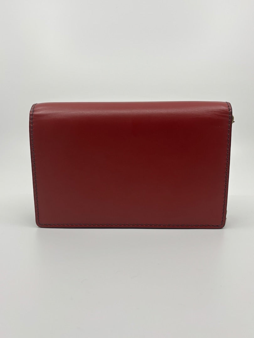 Preloved red Dior J'adior crossbody bag with a structured leather silhouette, available at Posh Purse Co.
