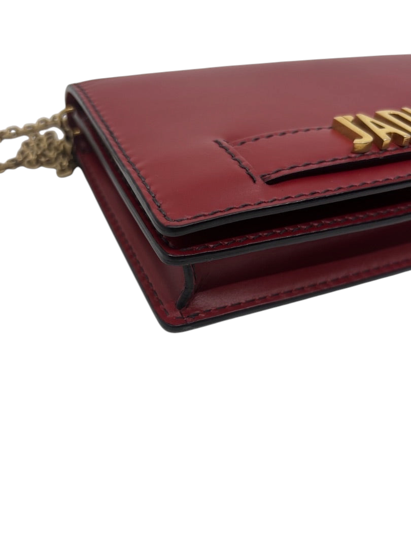 Posh Purse Co red Dior J'adior crossbody bag with gold-tone hardware and structured leather design.