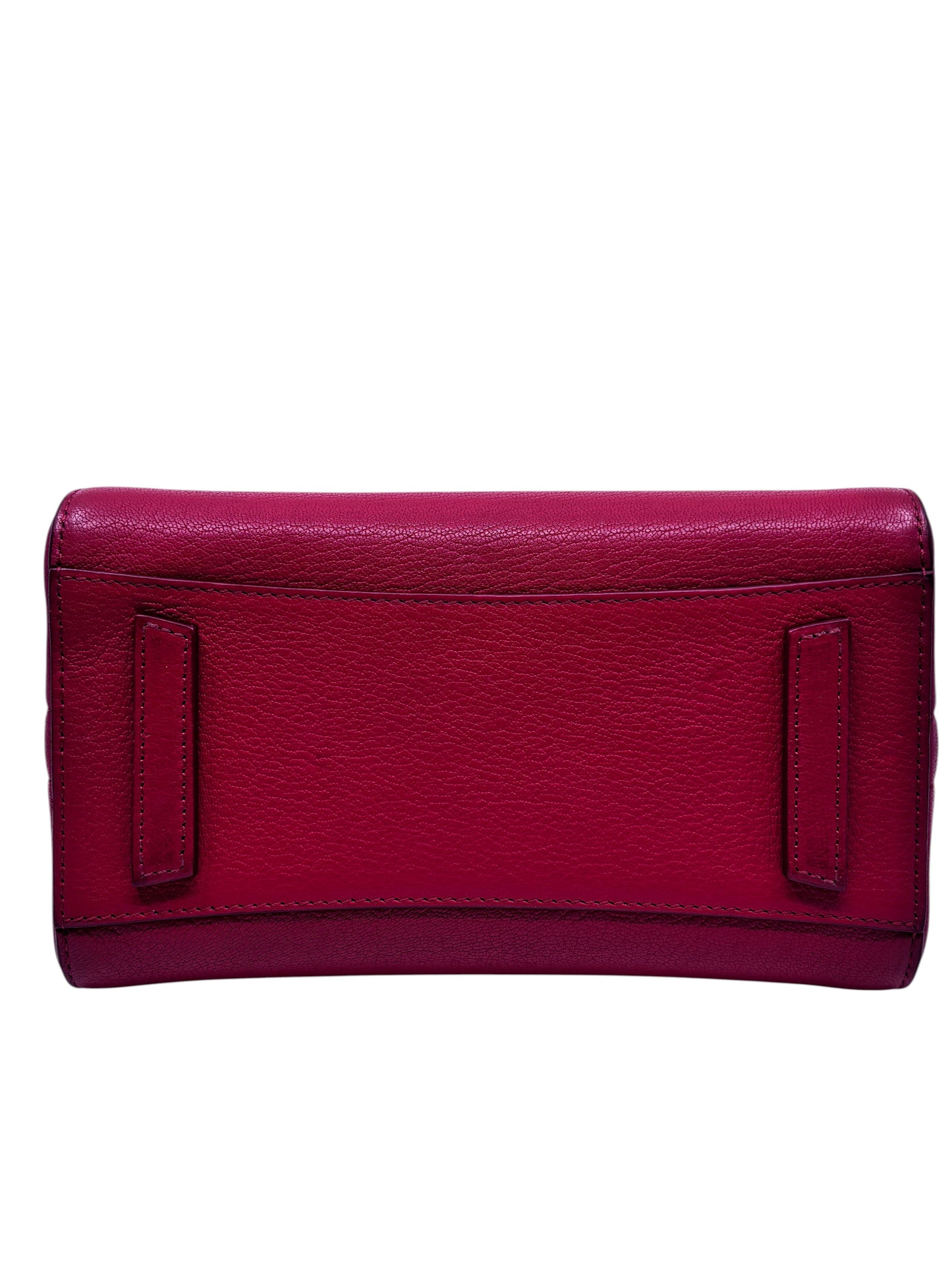 Posh Purse Co red Givenchy Mini Antigona handbag showing the textured leather base and structured design
