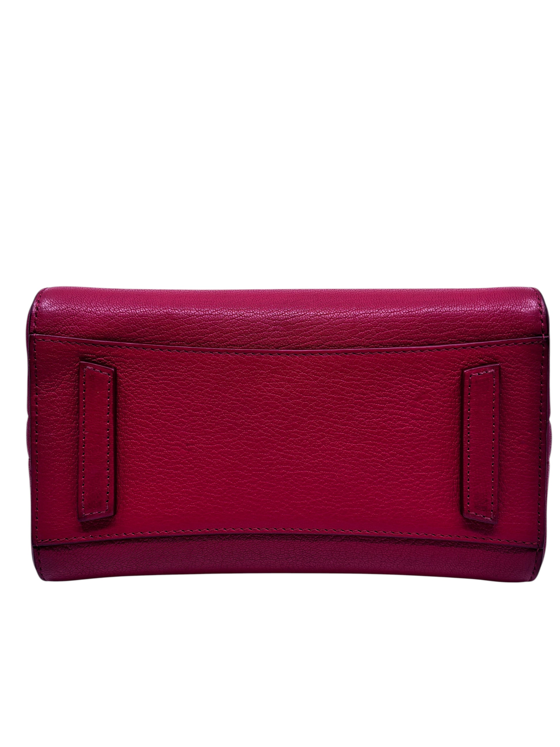 Posh Purse Co red Givenchy Mini Antigona handbag showing the textured leather base and structured design
