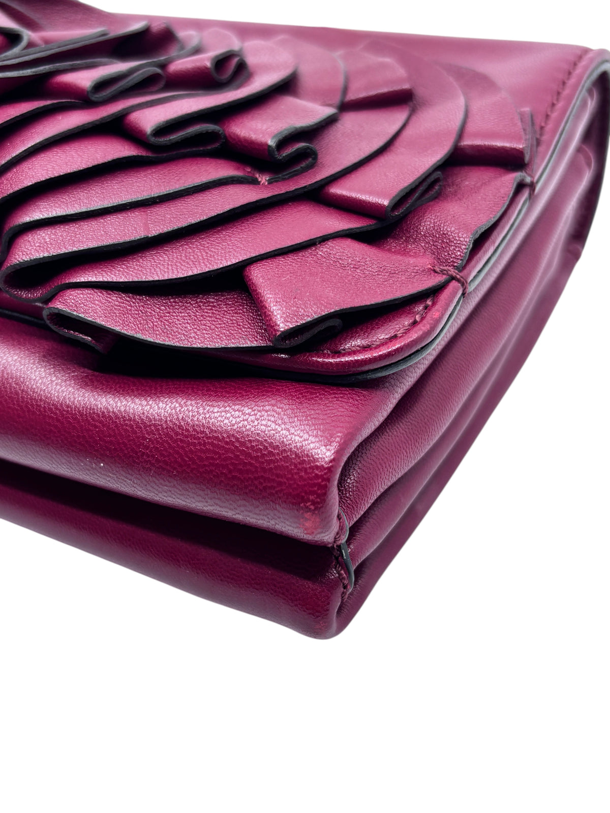 Posh Purse Co. preloved red Valentino flower crossbody bag featuring layered leather floral petals and textured finish