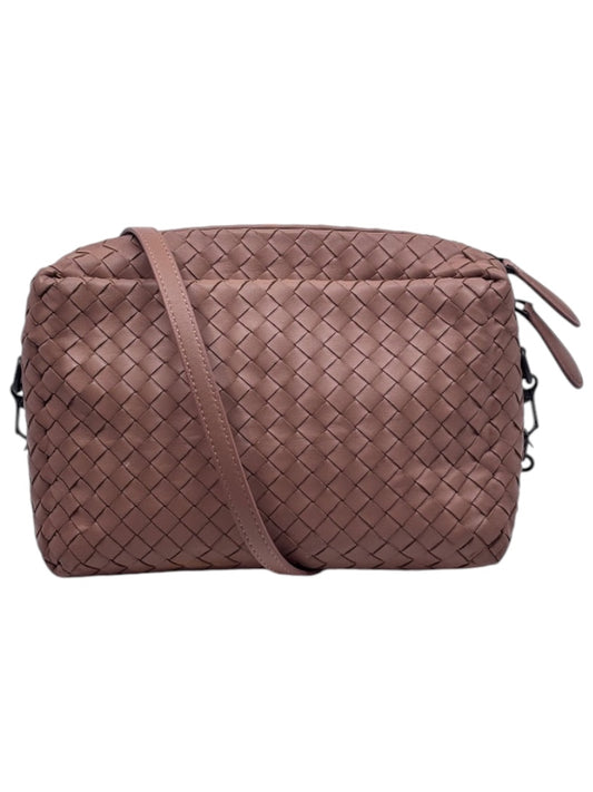 Posh Purse Co tan Bottega Veneta Intrecciato shoulder bag featuring signature handwoven leather craftsmanship.