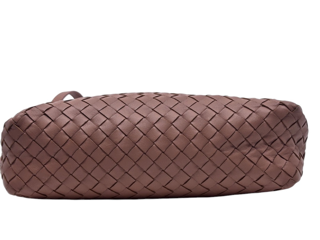 Posh Purse Co tan Bottega Veneta Intrecciato shoulder bag featuring signature handwoven leather texture