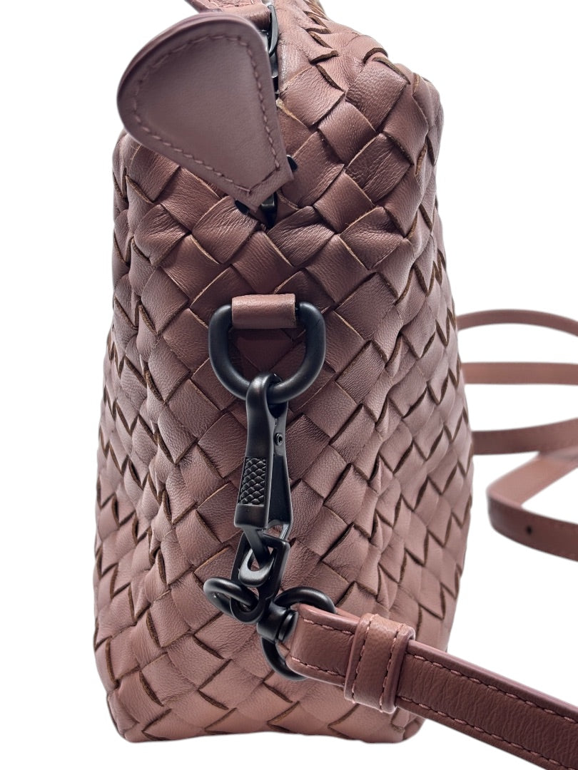 Posh Purse Co tan Bottega Veneta Intrecciato shoulder bag featuring signature handwoven leather and matte black hardware