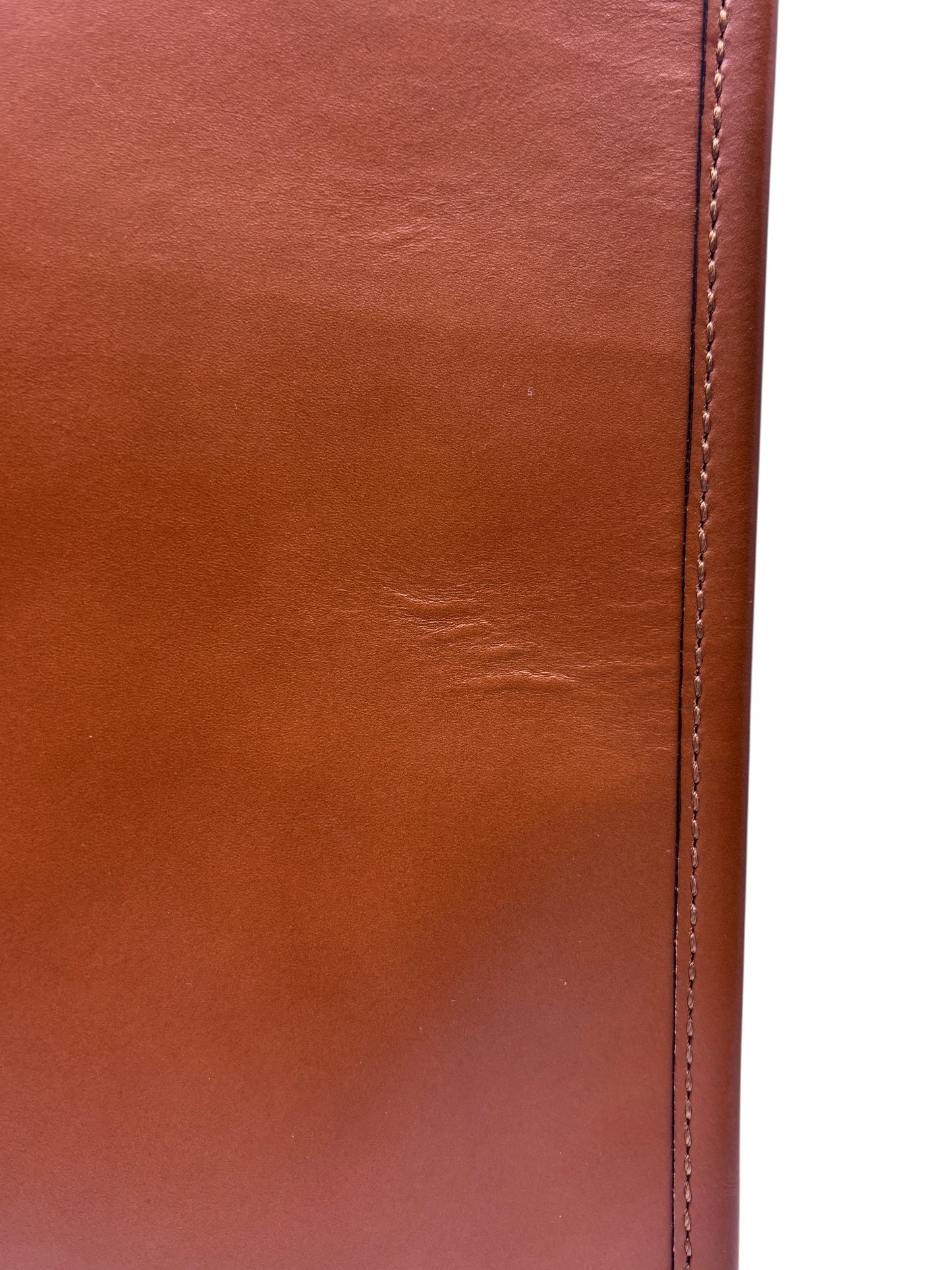 Close-up of the smooth tan leather texture and contrast stitching on a Posh Purse Co Fendi Sunshine bag