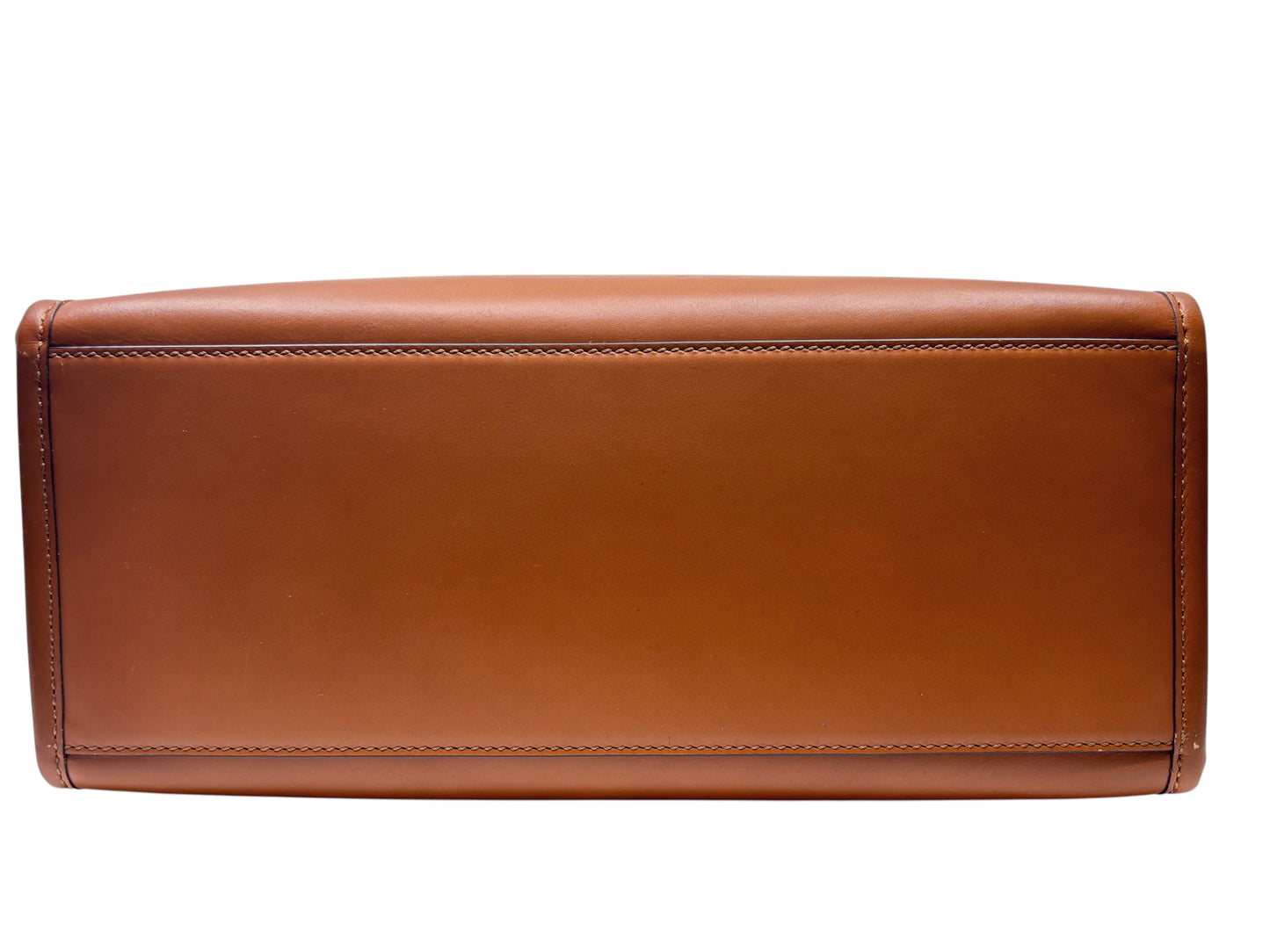 Posh Purse Co tan Fendi Sunshine bag showing the smooth leather base and structured bottom panel