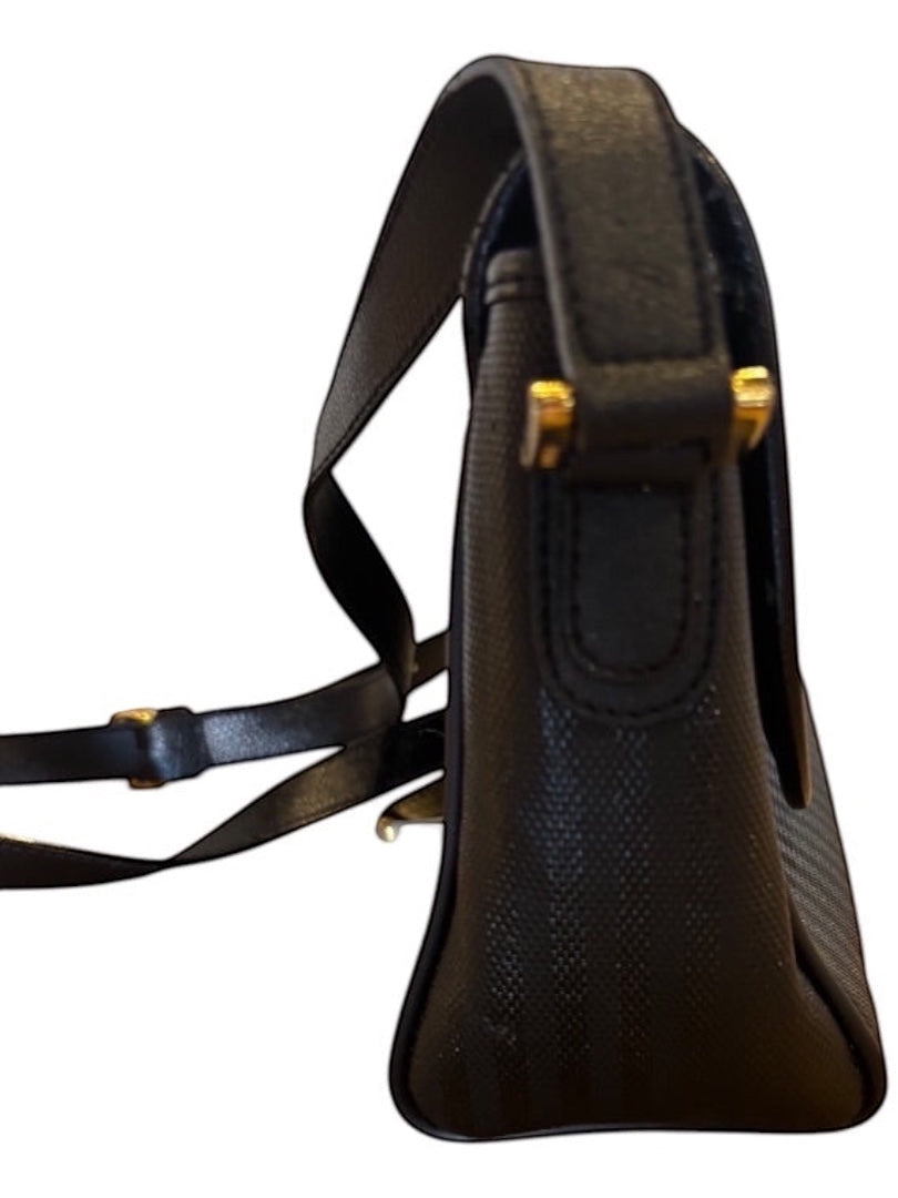 Posh Purse Co. vintage black Fendi crossbody bag with adjustable leather strap and gold hardware.