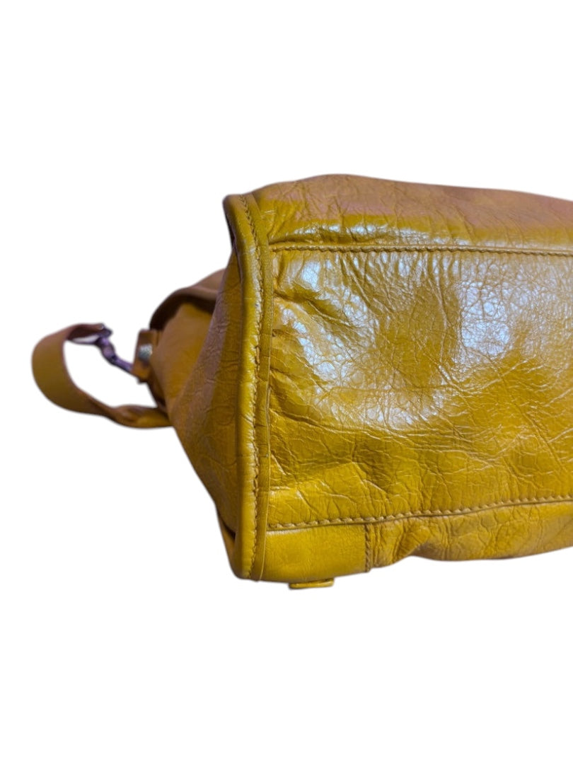 Posh Purse Co. yellow Balenciaga Agneau City Bag made of soft lambskin leather with signature hardware.