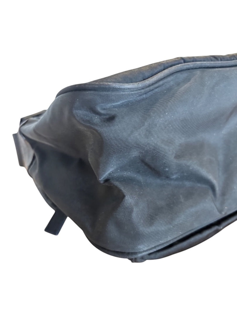Posh Purse Co. black Prada Vela nylon messenger bag with adjustable strap.
