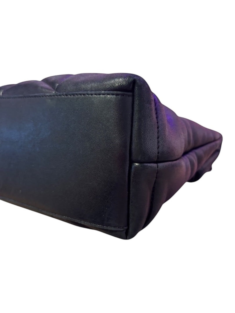 Posh Purse Co black quilted leather Saint Laurent LouLou Puffer shoulder bag with black hardware.