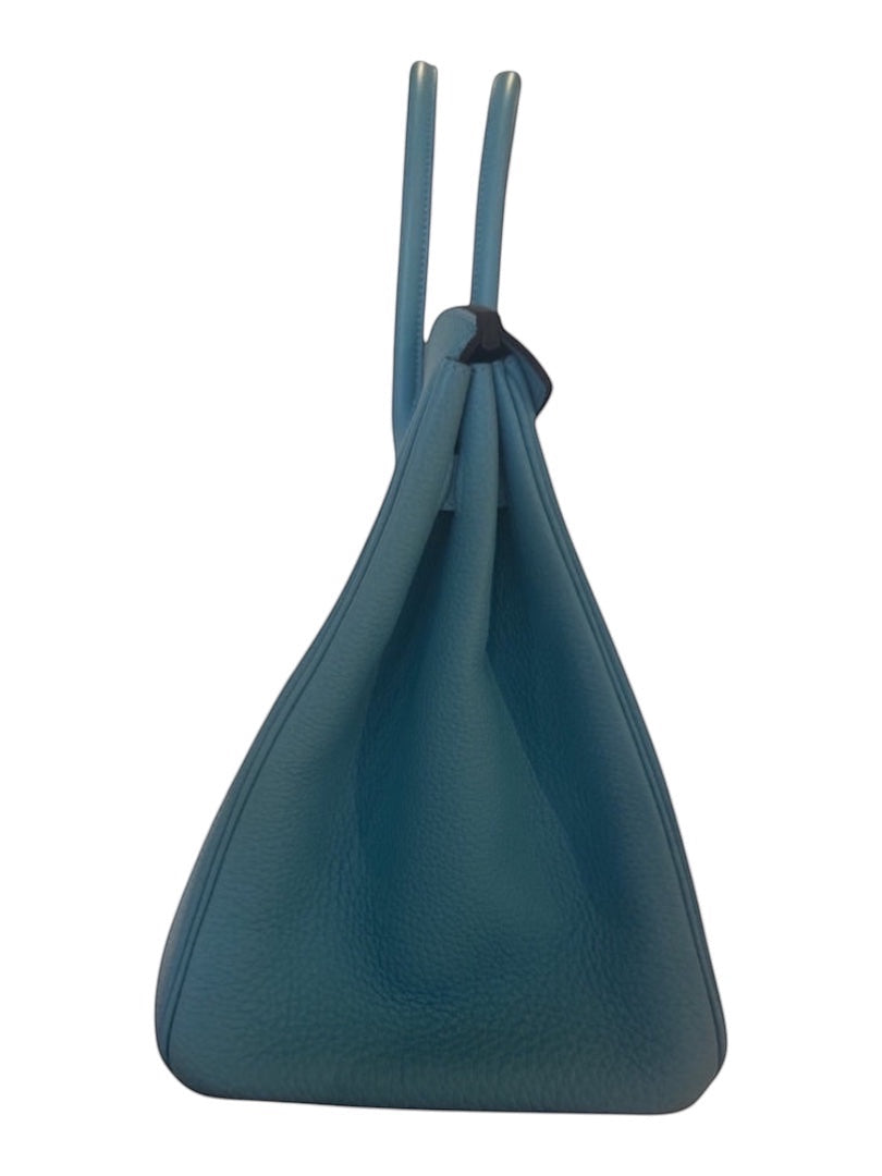 Posh Purse Co blue Hermes Birkin 35 Togo leather handbag with palladium hardware