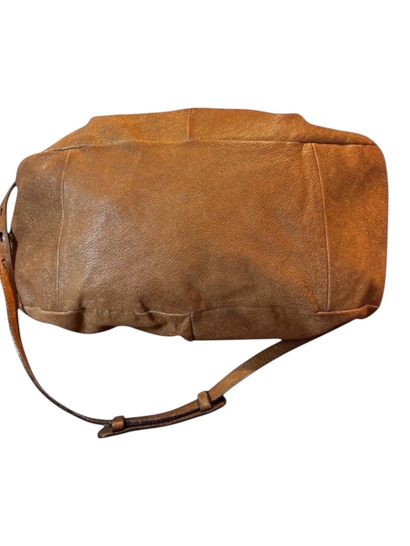 Posh Purse Co Chloé metallic gold leather satchel bag with adjustable strap and top handles.