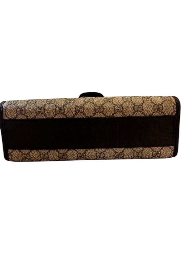 Posh Purse Co Gucci Children’s GG Supreme canvas mini bag with gingham apple appliqué and leather trim.