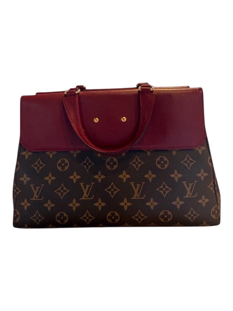 Posh Purse Co Louis Vuitton Venus tote bag in monogram canvas with burgundy leather trim and gold-tone hardware.