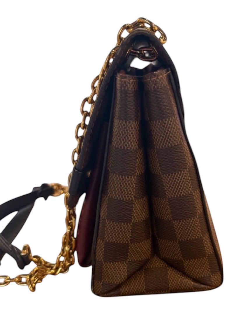 Posh Purse Co. Louis Vuitton Vavin bag in brown Damier Ebene canvas with gold chain strap.
